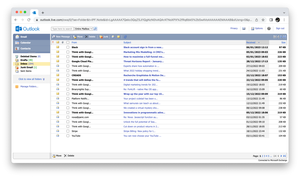 lightweight hotmail inbox 2023